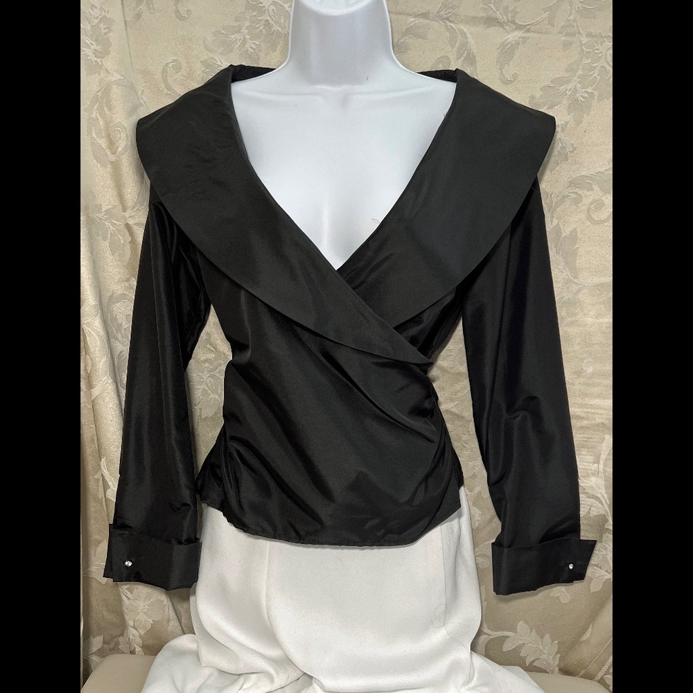 Bloomingdale's Black Wrap Blouse